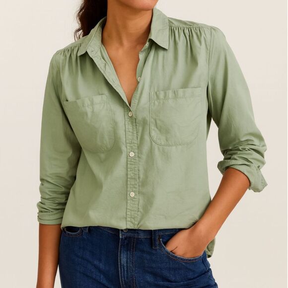 J. Crew Light Sage Green Button Down Shirt Size 6 - Picture 1 of 7